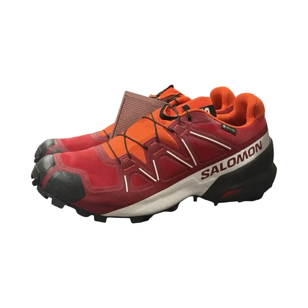 Size 10 Salomon Speedcross 5 GTX Trail Red Orange Mens Running Shoes 475691
